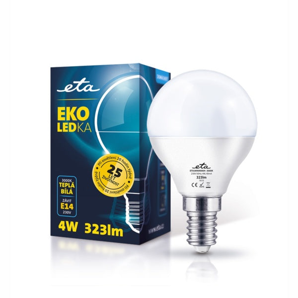 LED Bulb ETA EKO LEDka mini globe, 4W, E14, warm white light (G45-PR-323-16A)