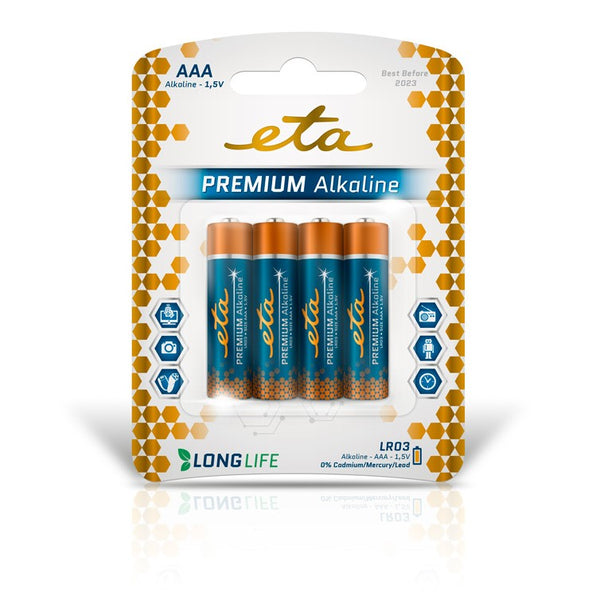 Alkaline battery ETA PREMIUM ALKALINE AAA, LR03, blistr 4ks (R03PREM4)