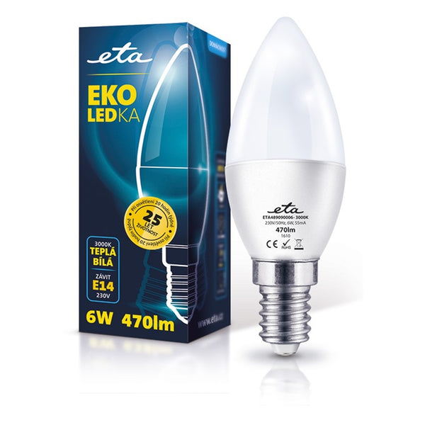 LED Bulb ETA EKO LEDka candle, 6W, E14, warm white light (C37-PR-470-16A)