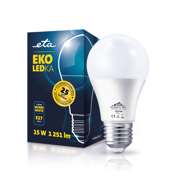 LED Bulb ETA EKO LEDka classic, 15W, E27, warm white light (A60-PR-1521-16A)